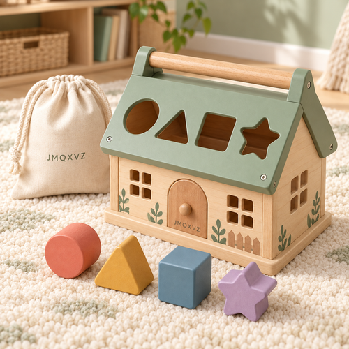 JMQXVZ Little Cottage Shape Sorter — lifestyle view