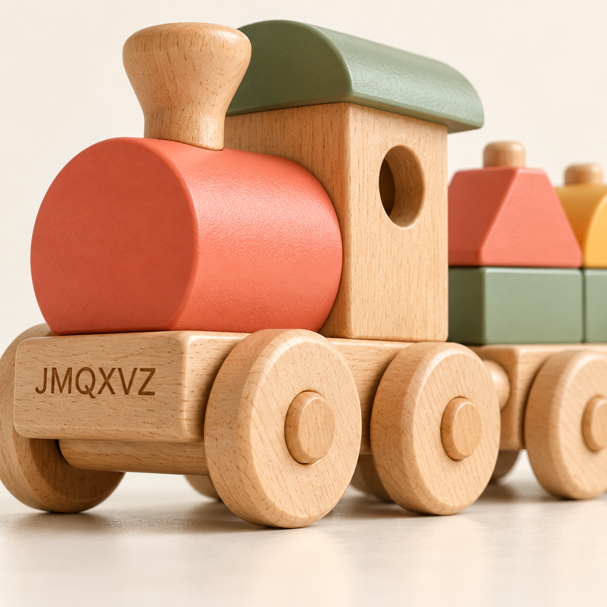 JMQXVZ Pastel Adventure Stacking Train — detail view