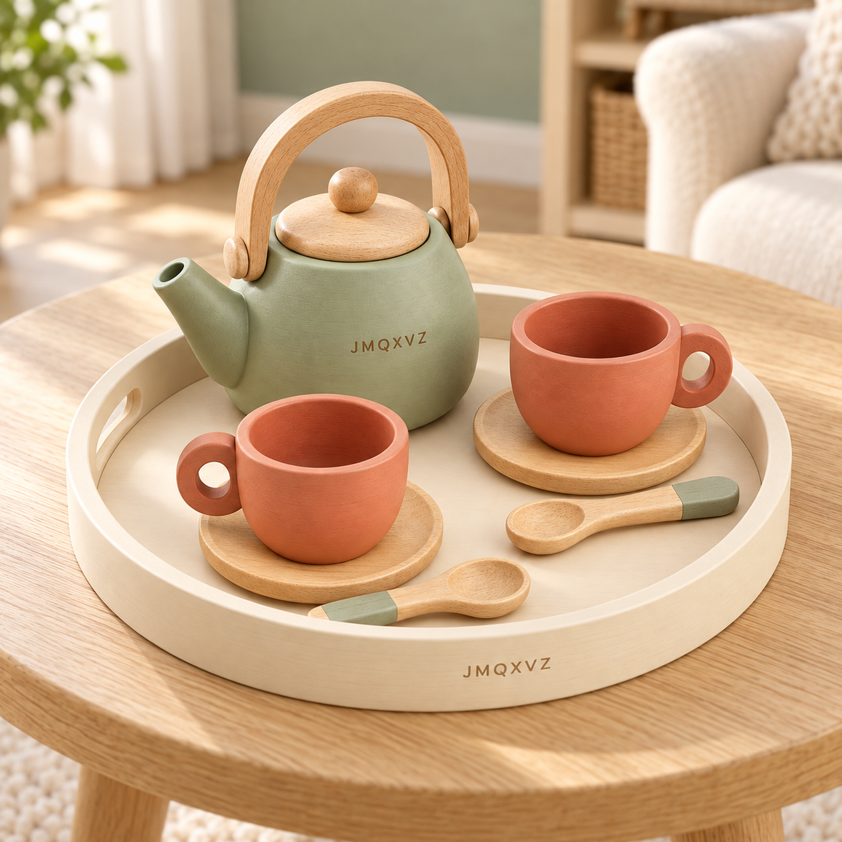 JMQXVZ Sweet Meadow Pretend Tea Set — lifestyle view