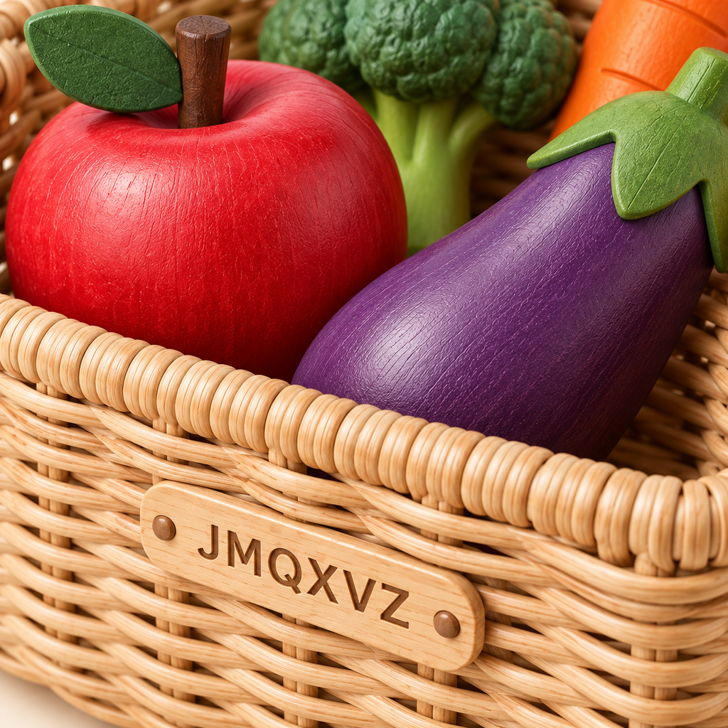 JMQXVZ Little Market Pretend Produce Basket — detail view