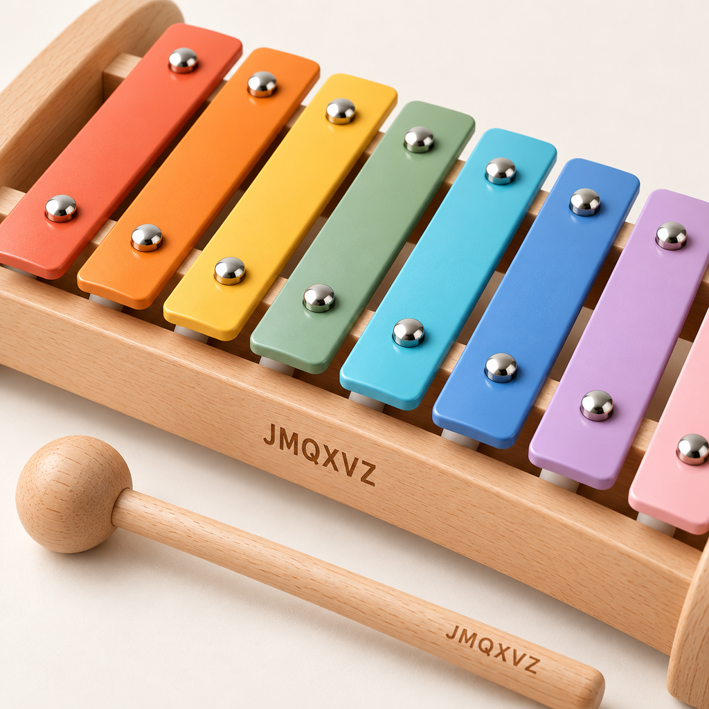 JMQXVZ Rainbow Notes Wooden Xylophone — detail view